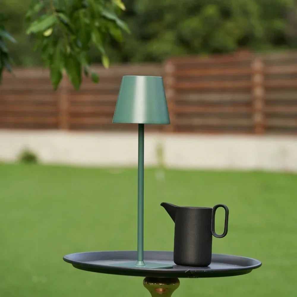 Nvroome modern LED lamp, dimmable, rechargeable. Creates perfect indoor/outdoor lighting ambiance.