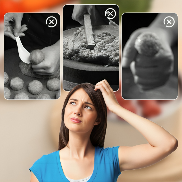 Durable stainless steel cooking gadget to shape uniform meatballs, simplifying kitchen tasks.
