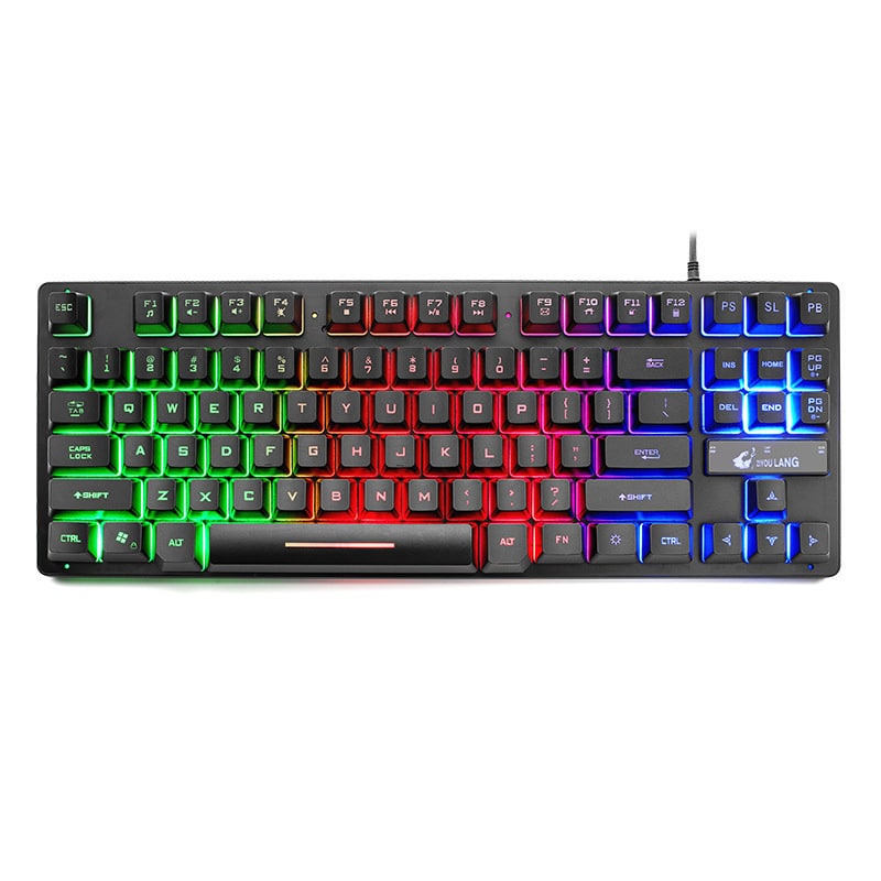 Tenkeyless wired mechanical gaming keyboard with vibrant RGB backlighting and durable keys for intense gaming sessions.