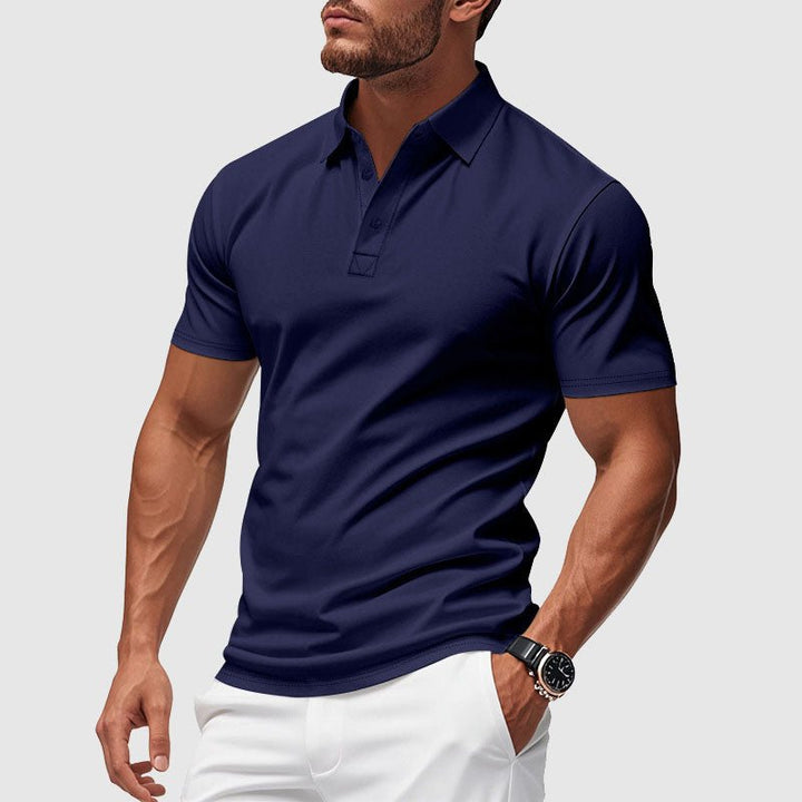 Azure Crest men's short-sleeve performance polo. A comfortable, smart casual top for daily wear & golf apparel.