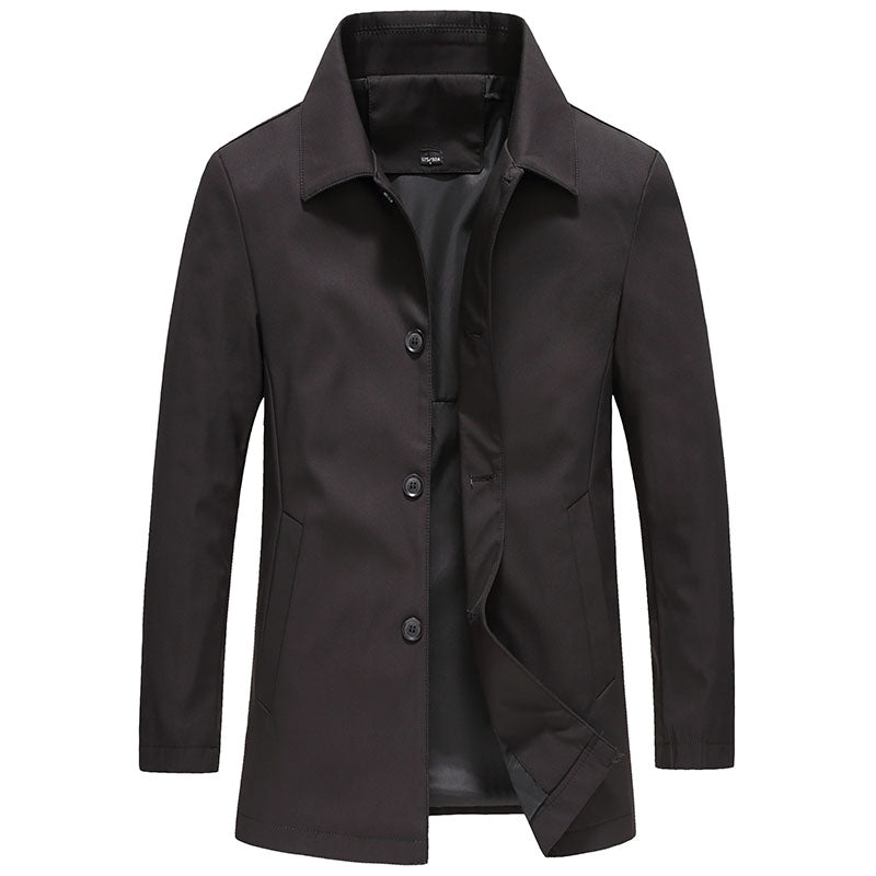 Men's classic fit button-down collared jacket in versatile navy, perfect for smart casual layering and all-season wear.