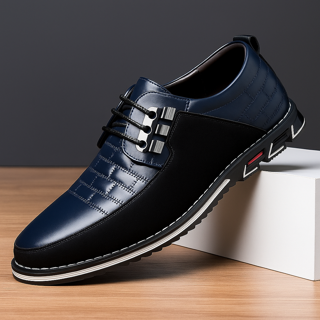 Versatile men's footwear: black hybrid oxfords offering a sleek look for any event.
