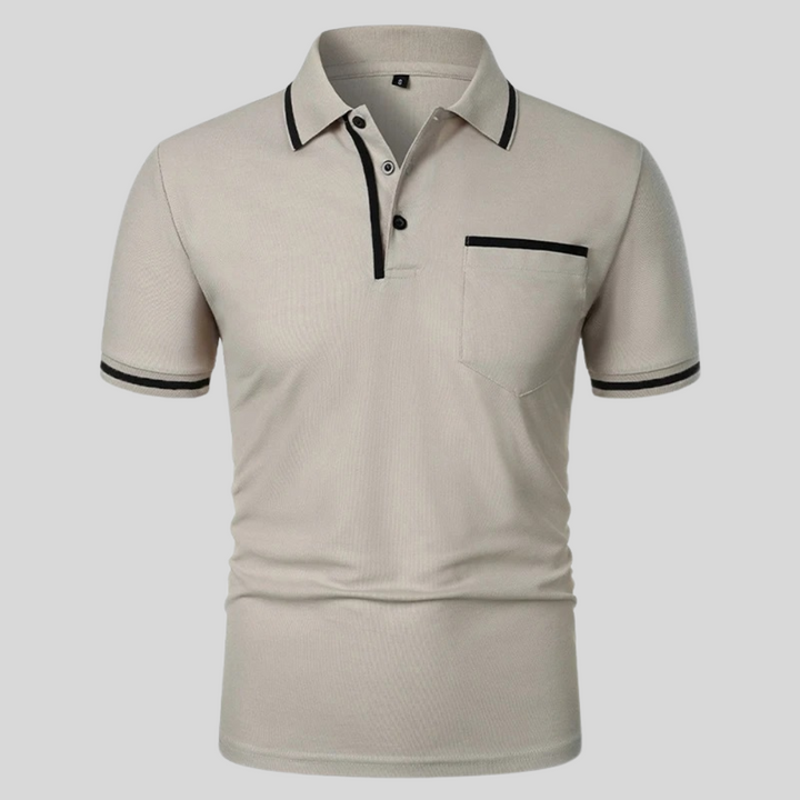 Men's classic short sleeve polo shirt with chest pocket, ideal for smart casual or everyday wear.