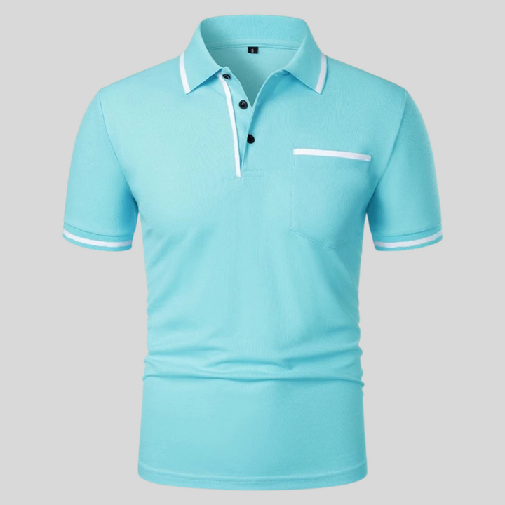 Light & breezy men's short sleeve polo, a summer essential with classic fit and chest pocket.
