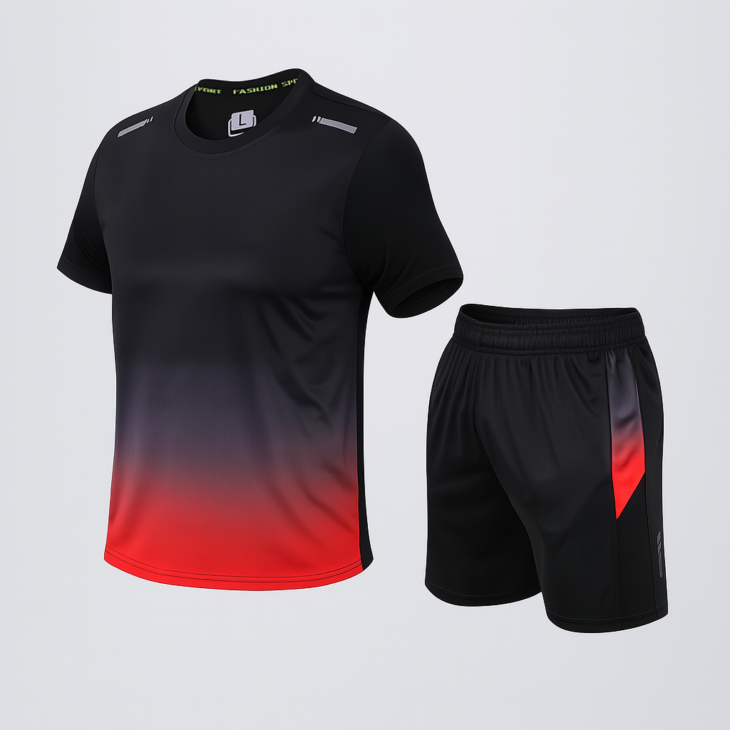 Performance men's sportswear set. Two-piece moisture-wicking jogger set for workouts, training & active lifestyle.