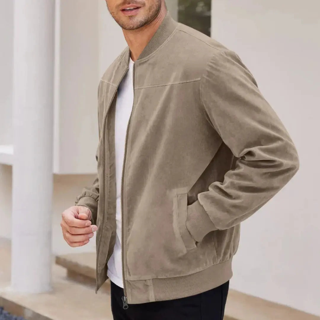 Stylish men's versatile bomber jacket, a timeless piece of outerwear for everyday fashion.