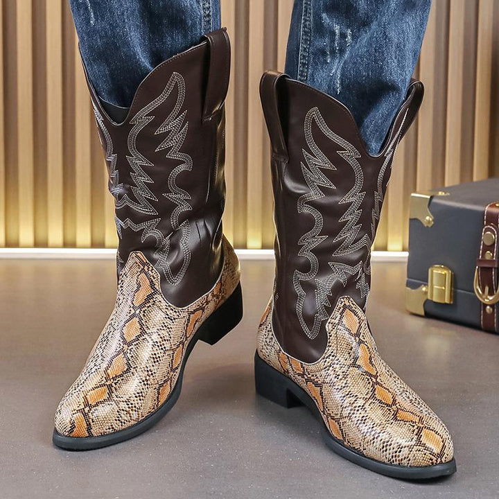 Comfortable men's pull tab cowboy boots. Classic western mid-calf design with a stylish pointed toe for everyday.