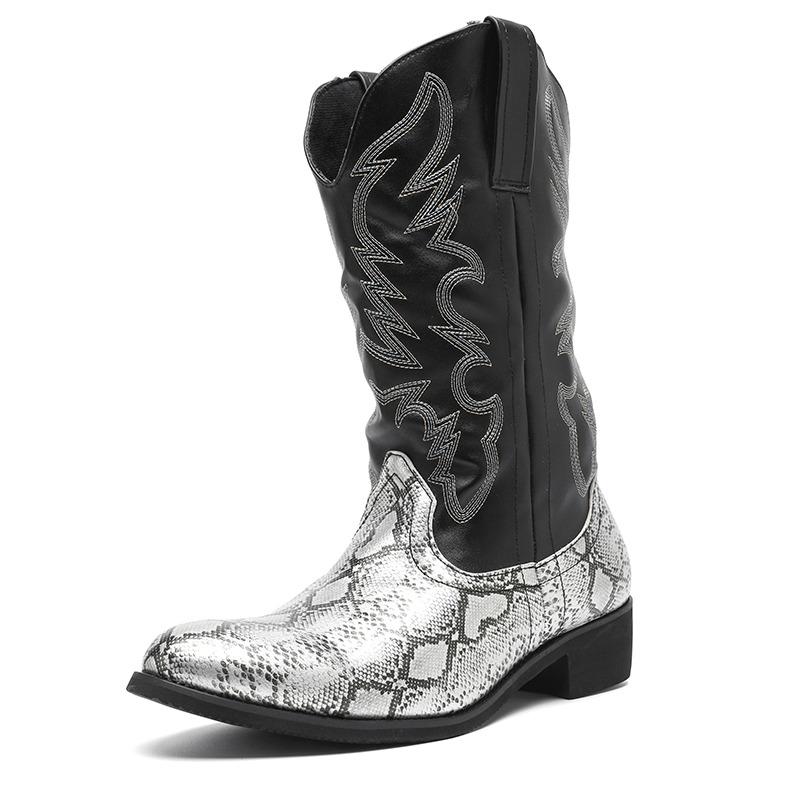 Premium men's cowboy boots. Western mid-calf design with pull tabs & pointed toe, perfect for stylish ranch wear.