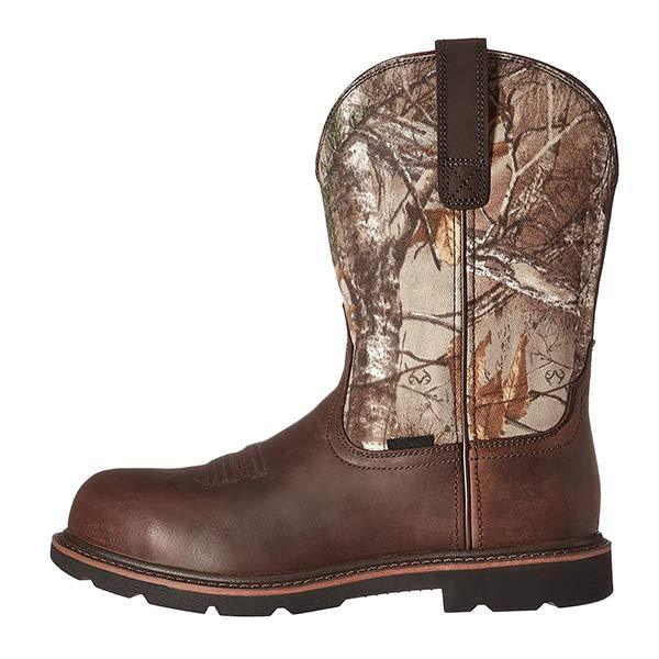 Men's classic round toe mid-calf cowboy boots, perfect for rugged western wear.