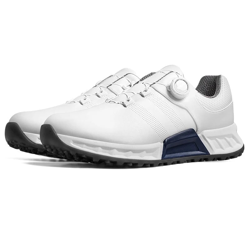 Durable men's waterproof golf footwear featuring an innovative dial lace system for secure, custom fit.