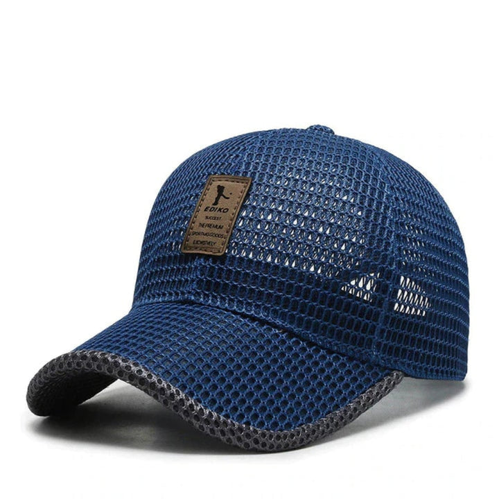 Men's summer cap for outdoor sports, UV protection, breathable, adjustable.