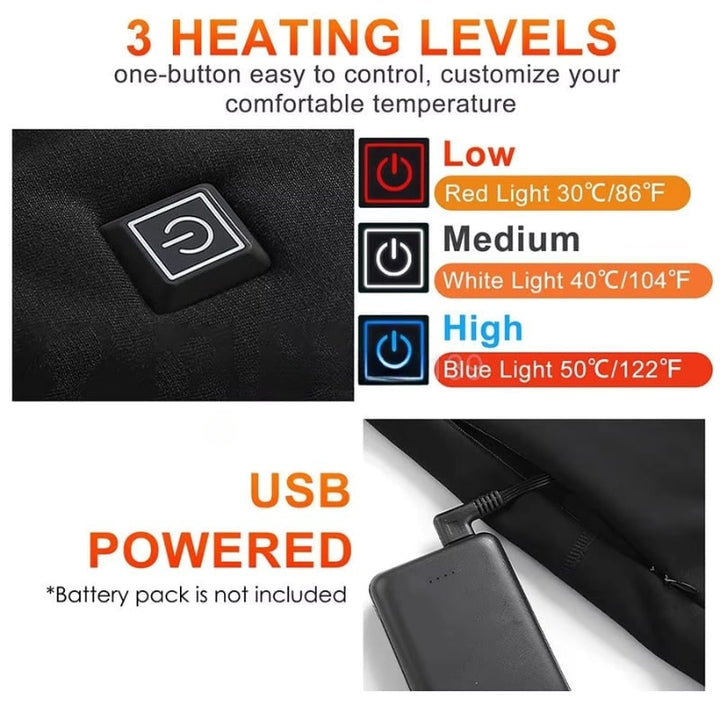 Men's heated thermal base layer pants, ideal for snow sports & outdoor adventure. Rechargeable USB warmth.