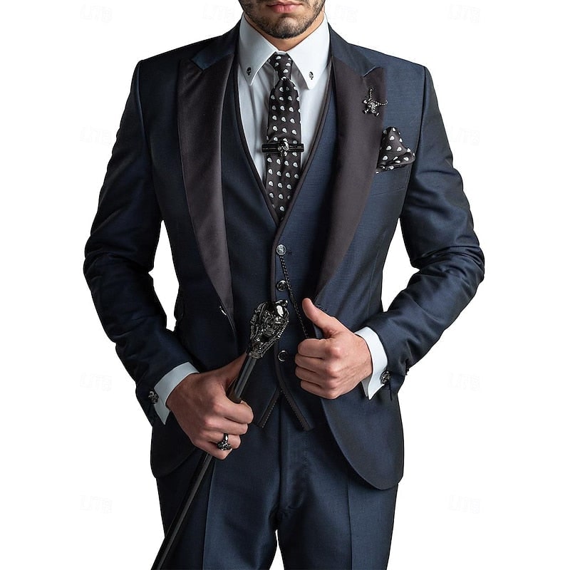 Gray slim fit 3-piece men's suit, a modern choice for business meetings or wedding guests.