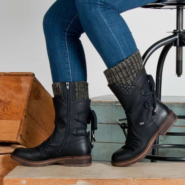 Bianca women's mid-calf snow boots. Warm, stylish, and comfortable ladies' winter footwear for cold weather.
