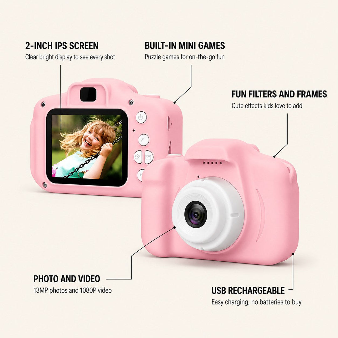 Sleek digital mini camera, ideal for capturing spontaneous moments & high-quality memories.