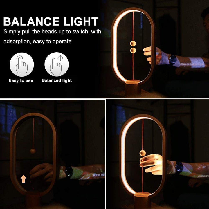 Stylish LED balance table lamp with a floating switch. Contemporary lighting for modern home decor.