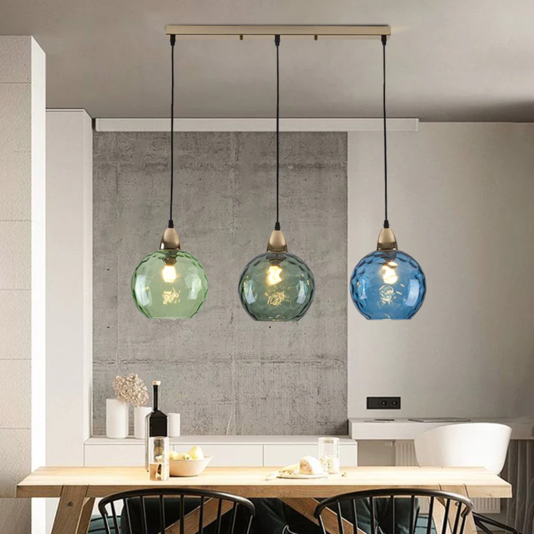 Colorful round 3-light cascade pendant, unique modern ceiling light for bedrooms.