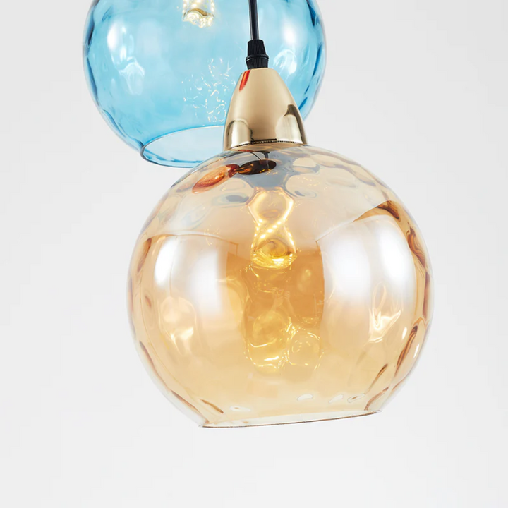 Colorful modern 3-light cluster pendant, round LED ceiling light for vibrant living rooms.
