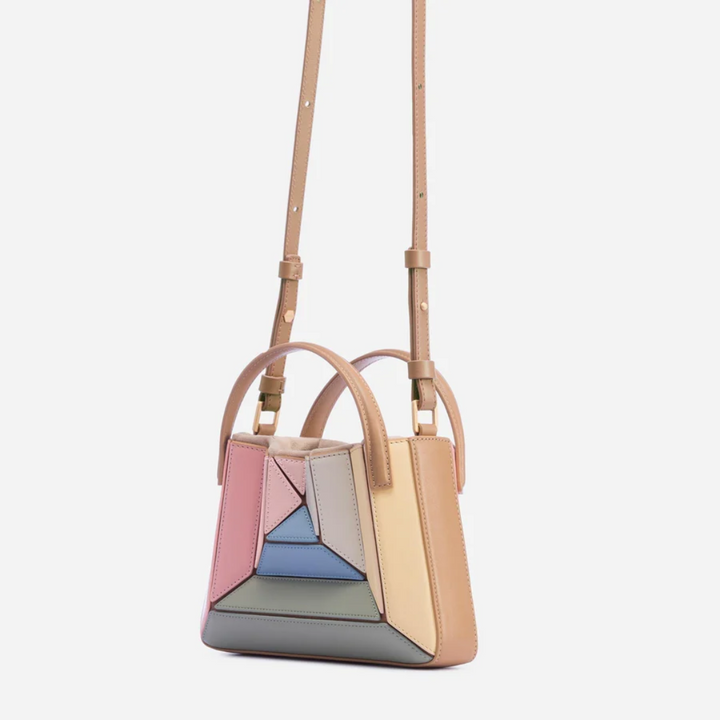 Elegant modern geometric handbag for women, featuring a vibrant color and unique style for daily fashion.