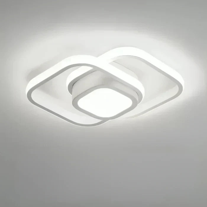Twilight Rings modern LED ceiling lamp. Double ring design for contemporary interior lighting and home decor.