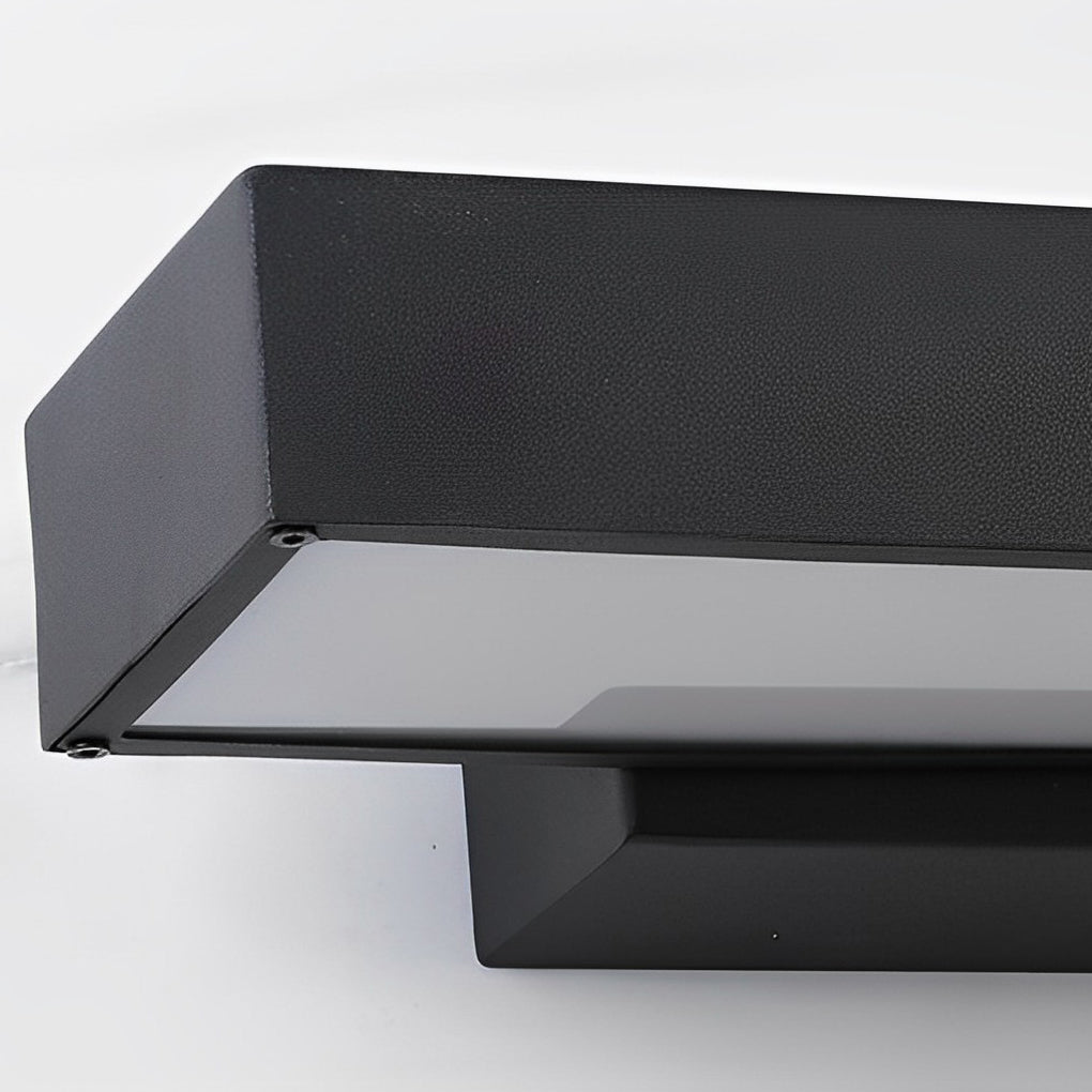 Contemporary black LED outdoor wall light with motion sensor for efficient & secure exterior lighting.