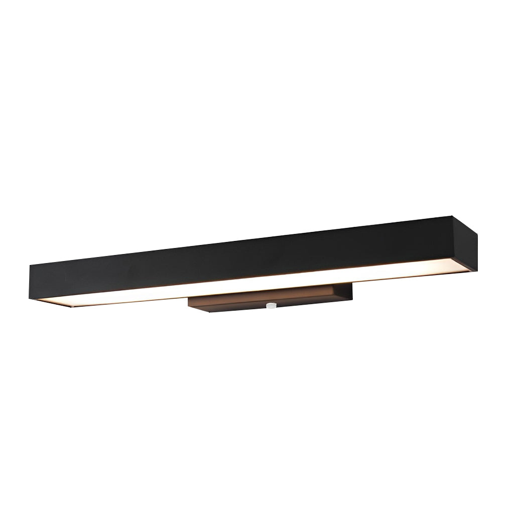 Black LED outdoor wall light. Modern design with motion sensor, ideal for secure exterior lighting.