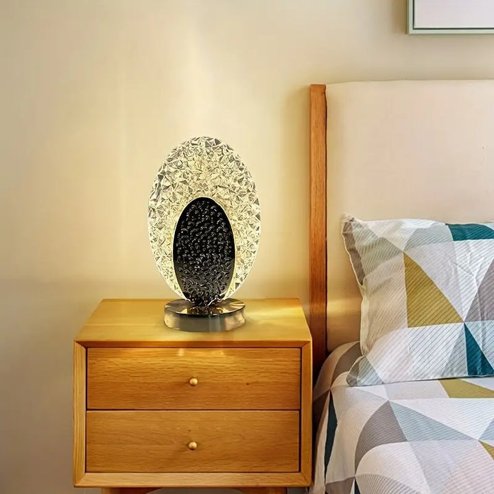 Luxurious modern peacock table lamp, a stunning decorative accent light for upscale home decor and ambiance.