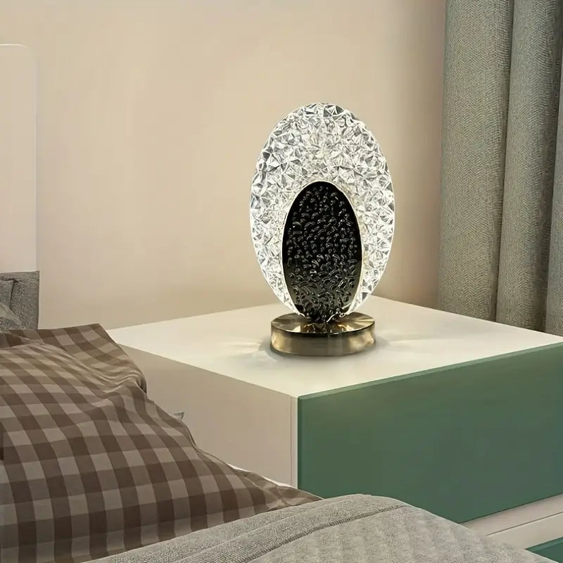 Elegant wireless LED peacock table lamp. Rechargeable modern design for luxury home decor and accent lighting.