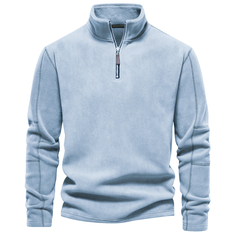 Classic black half-zip pullover sweater for men, offering stylish and cozy warmth.