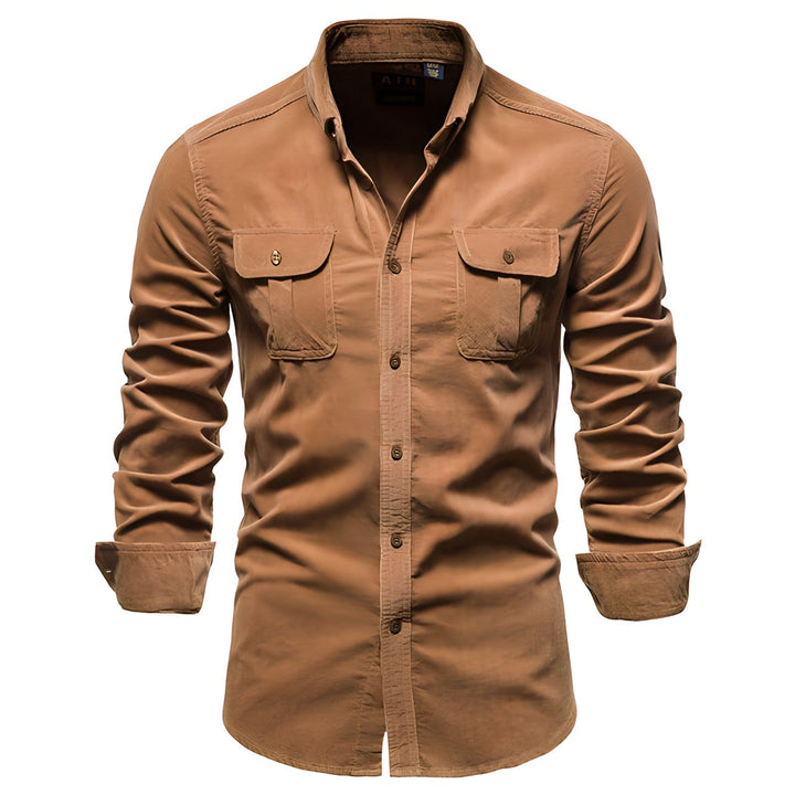Stylish men's Aiden casual button-down shirt, comfortable long sleeve, for modern everyday fashion wear.