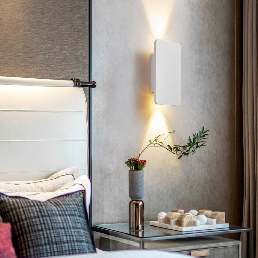 Contemporary square indoor wall lamp, perfect decorative light for living room, bedroom, or cafe lighting.