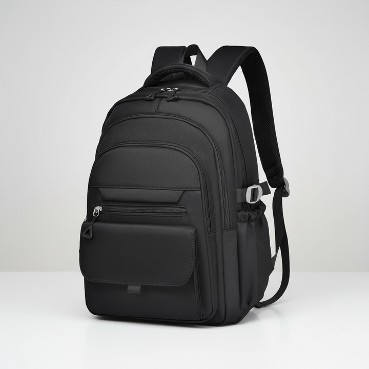 Durable water-resistant travel backpack with multi-layer organization. Ideal for unisex commuters, school, and work.