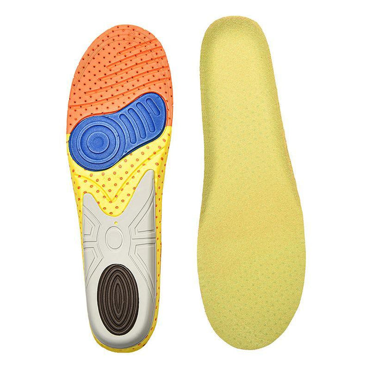 Comfortable unisex insoles for sports, with anti-slip grip & shock absorption for active feet.