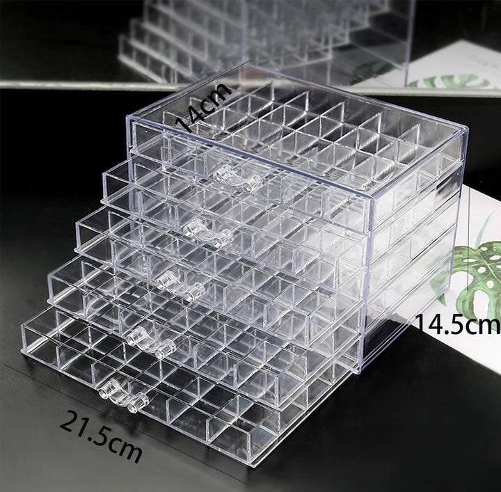 Multilayer clear acrylic jewelry display box for organizing & showcasing accessories.