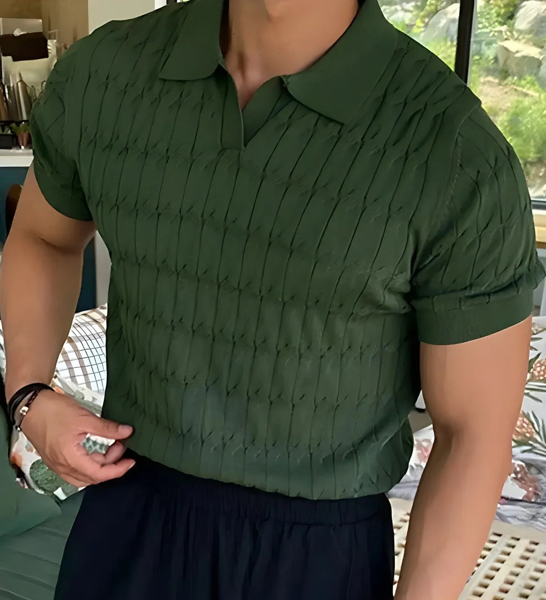 Slim fit men's muscle polo, short sleeve, perfect for a modern, stylish look.