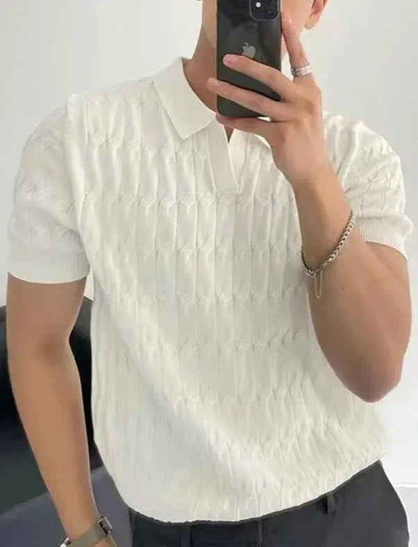 Soft knit men's muscle fit polo, comfortable & stylish for everyday fashion.