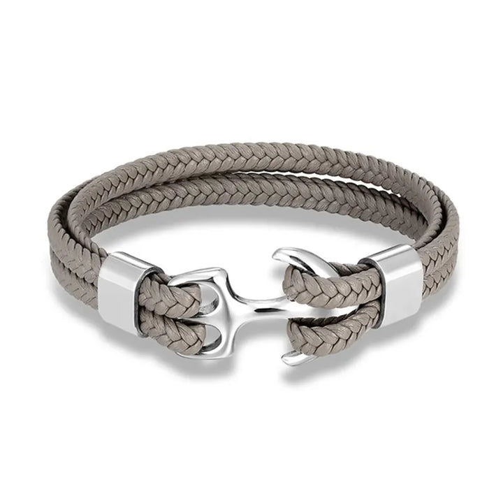 Versatile men's anchor bracelet for a modern or rugged style, made with quality leather.