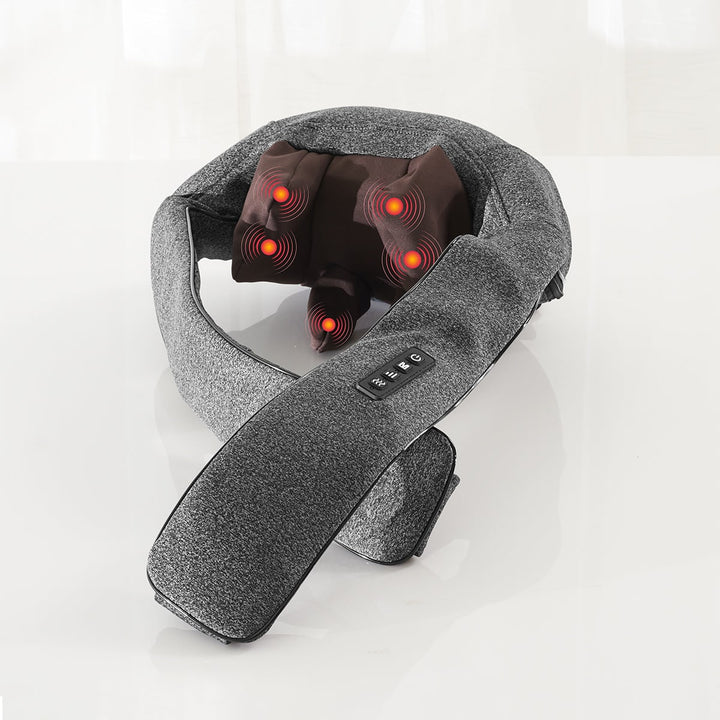 Heated neck & shoulder massager delivers soothing deep tissue massage for pain relief & muscle relaxation.