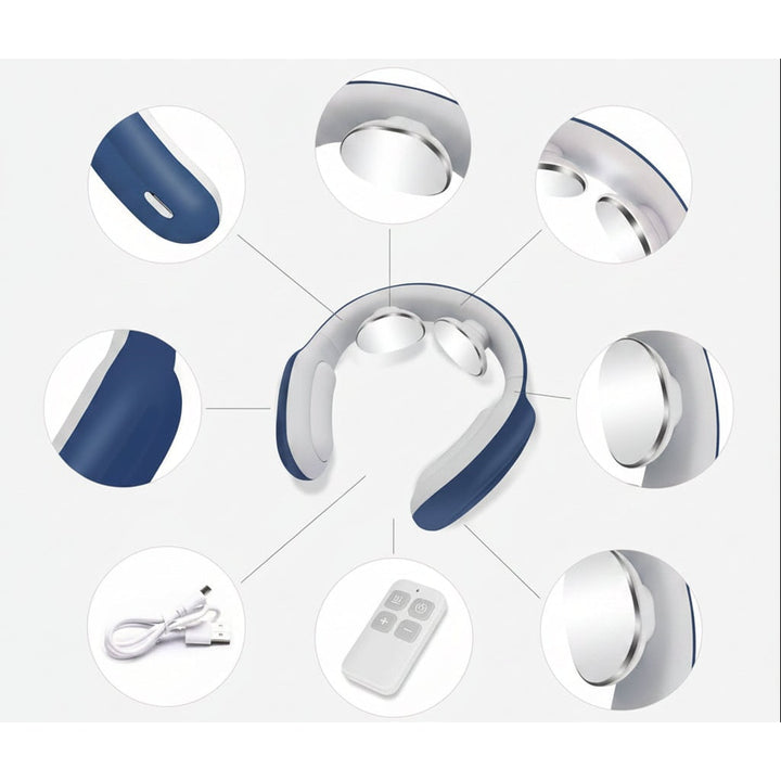 Electric pulse neck massager with heat therapy for deep muscle pain and tension relief.