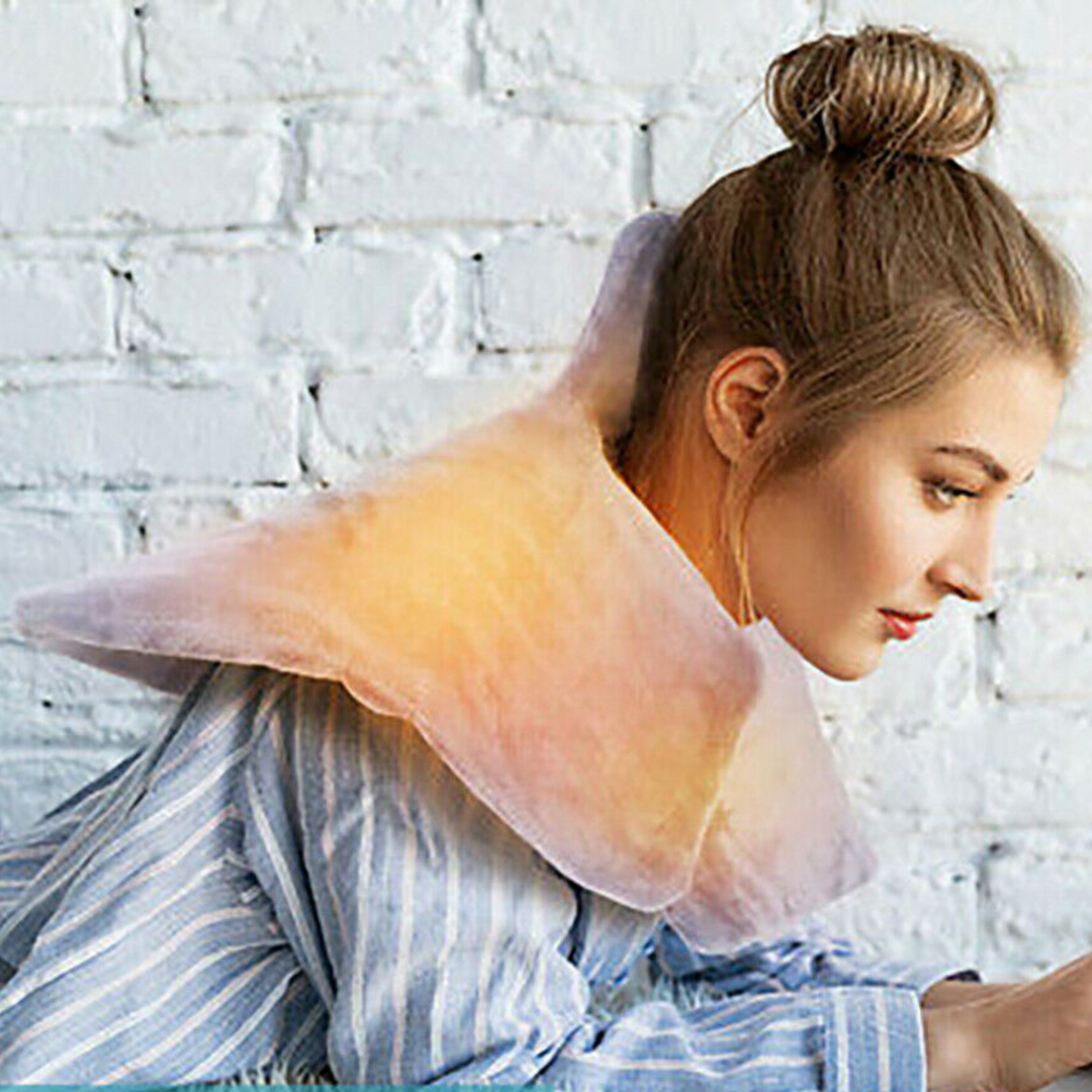 Therapeutic electric heating pad for neck, shoulder & upper back pain relief. Provides deep heat therapy.