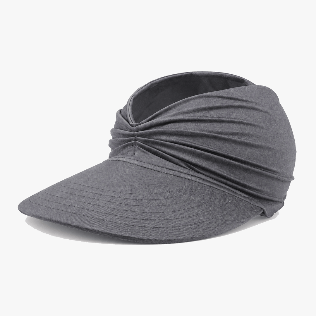 Women's UPF 50+ wide brim sun visor, twist front design, great for sun and UV protection.