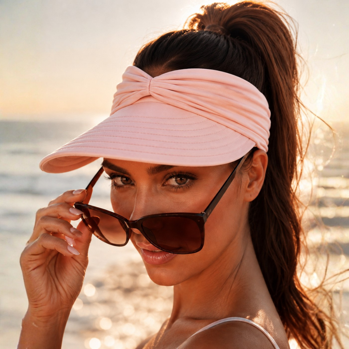 Women's summer beach hat: UPF 50+ wide brim visor, excellent sun & UV protection.