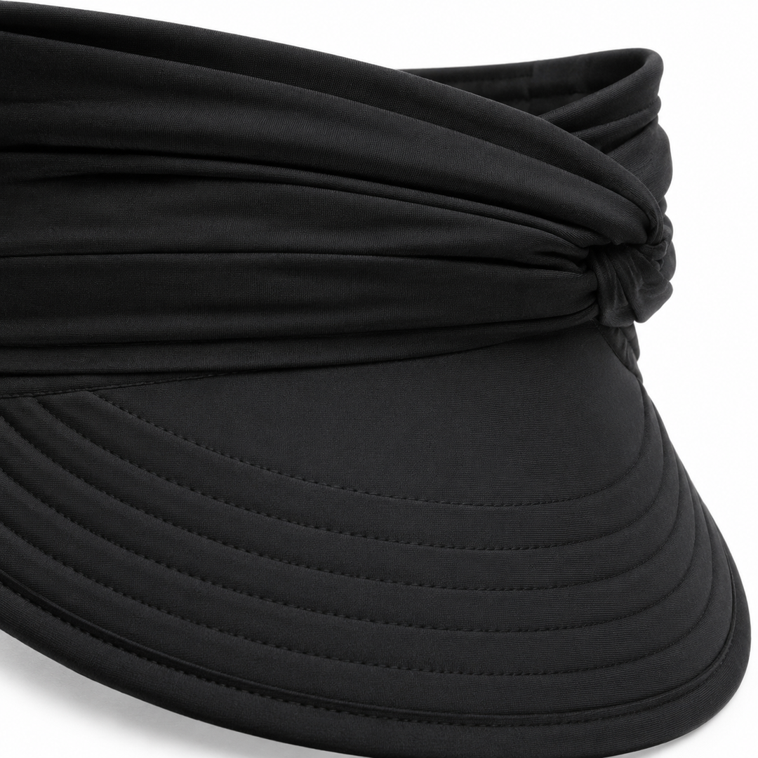 Travel-friendly women's wide brim sun visor, UPF 50+ protection for outdoor activities. [[lstfy-media:7]]