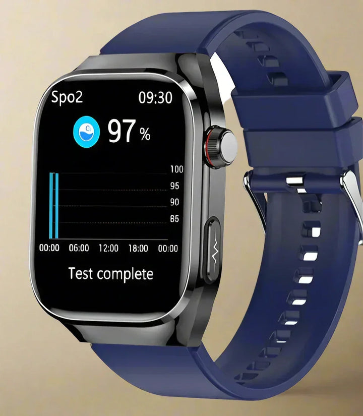 Unisex smart health monitoring watch with ECG, heart rate, and uric acid tracking.