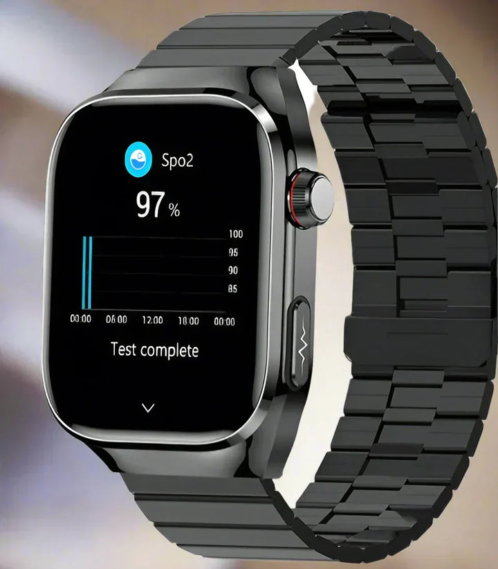 Unisex smart health watch for comprehensive ECG, uric acid, and blood sugar monitoring.