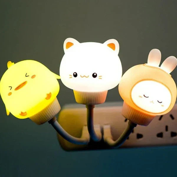 Gentle animal LED nightlight for a calming kids' room. Timer, remote control, USB. Ideal nursery decor & gift.