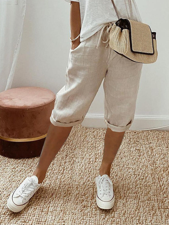Comfortable women's everyday shorts with adjustable waist. Perfect for casual summer wear.