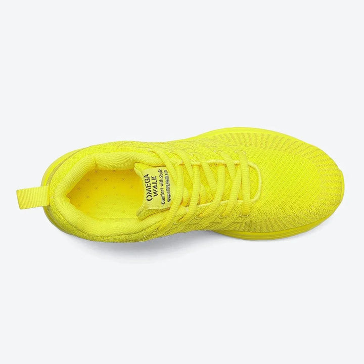 Casual yellow women's sneakers for daily comfort & support.