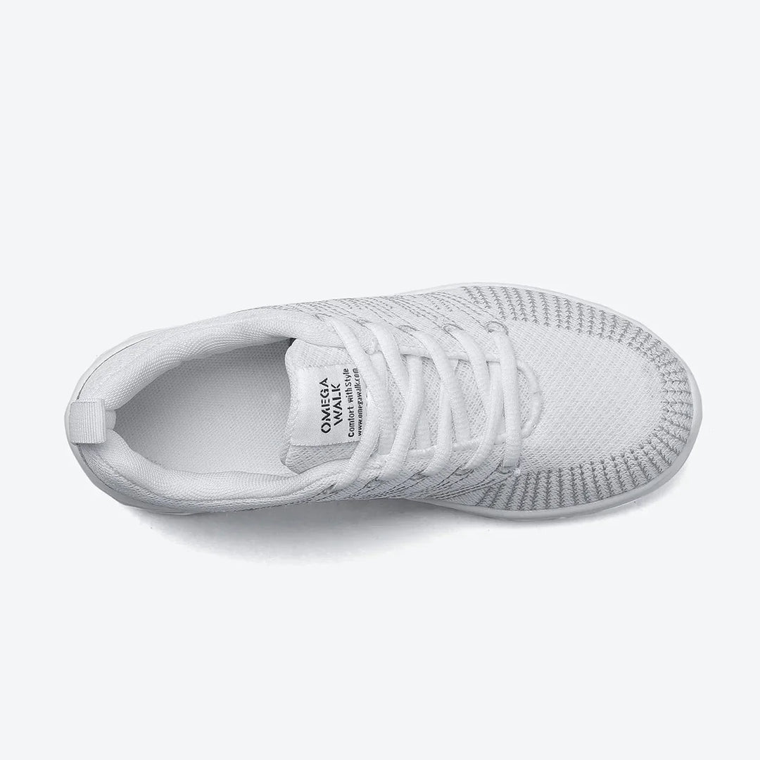 Red casual women's sneakers for daily walking and support.