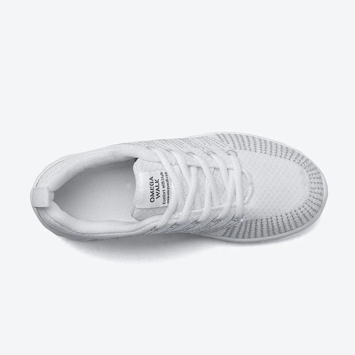 Red casual women's sneakers for daily walking and support.
